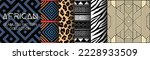African collection of seamless patterns. Geometry, textures and signs. Ethnic aesthetic and african ornaments. Tribal designs, folk artworks and native style graphics. Black culture inspired.