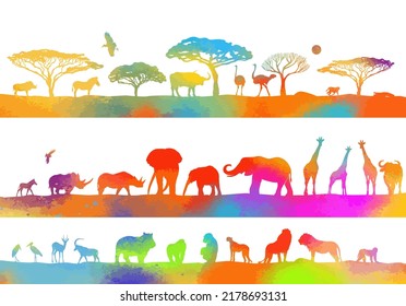 African colorful animals. Vector illustration