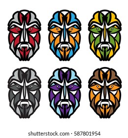 african colorful masks set vector design template