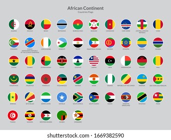 African Continent Countries Flag Icons Collection