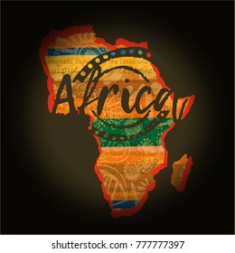 african continent with ethnical patterns in traditional african colors