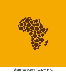 African continent logo with giraffe texture. For conference, festival and other events in Africa.