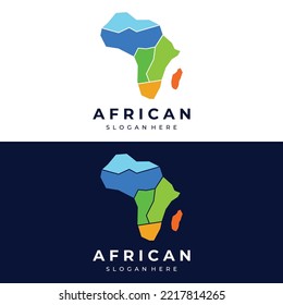 African continent map abstract logo, africa travel and tours. With vector design concept.