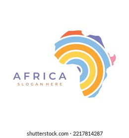 African continent map abstract logo, africa travel and tours. With vector design concept.