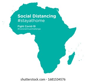 African continent map with Social Distancing #stayathome tag