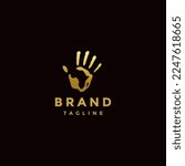 African Continent In The Palm Logo Design. Palm Print With African Continent Inside Logo Design.
