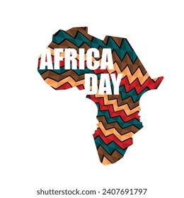 African continent silhouette isolated on white background with boho pattern