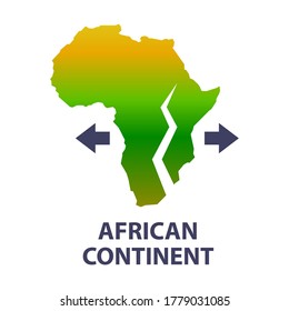The African continent is very slowly stratifying. a new ocean is emerging. flat vector illustration isolated on white background.