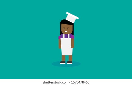 african cook in apron and hat vector