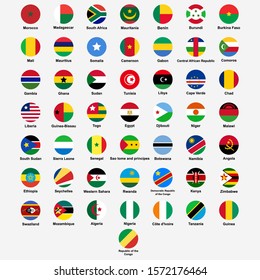 African countries flags icon set isolated vector illustration 