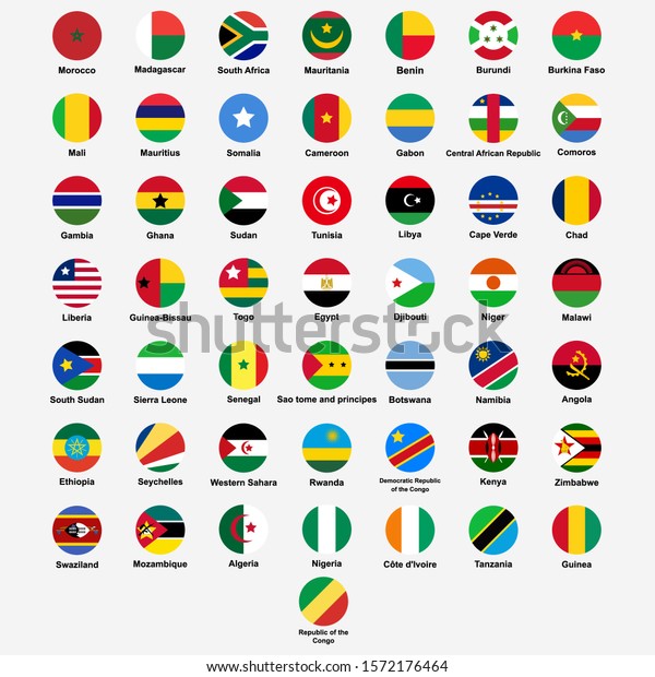 African Countries Flags Icon Set Isolated Stock Vector (Royalty Free ...