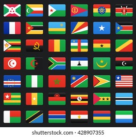 African countries flags. Vector icons set.