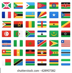 African Countries Flags. Vector Icons Set.