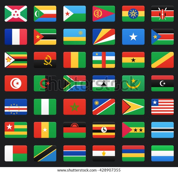 African Countries Flags Vector Icons Set Stock Vector (Royalty Free ...