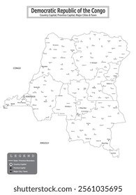 African Countries Geography Political map. Political map of country with capital, province or state capital, major cities and town.