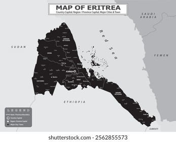 African Countries Geography Political map. Political map of country with capital, province or state capital, major cities and town.