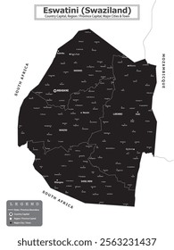 African Countries Geography Political map. Political map of country with capital, province or state capital, major cities and town.