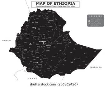 African Countries Geography Political map. Political map of country with capital, province or state capital, major cities and town.