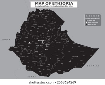 African Countries Geography Political map. Political map of country with capital, province or state capital, major cities and town.