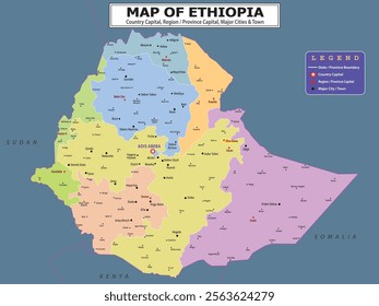 African Countries Geography Political map. Political map of country with capital, province or state capital, major cities and town.