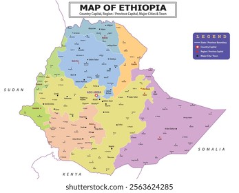 African Countries Geography Political map. Political map of country with capital, province or state capital, major cities and town.