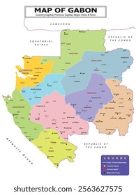 African Countries Geography Political map. Political map of country with capital, province or state capital, major cities and town.