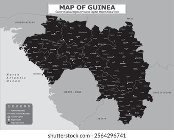 African Countries Geography Political map. Political map of country with capital, province or state capital, major cities and town.