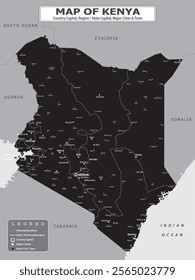 African Countries Geography Political map. Political map of country with capital, province or state capital, major cities and town.