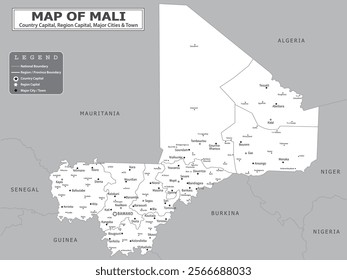 African Countries Geography Political map. Political map of country with capital, province or state capital, major cities and town.