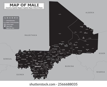 African Countries Geography Political map. Political map of country with capital, province or state capital, major cities and town.