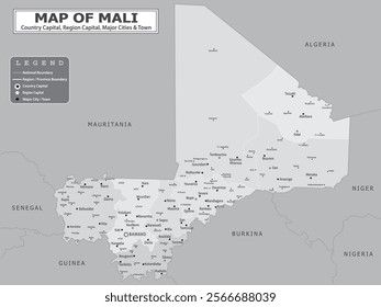 African Countries Geography Political map. Political map of country with capital, province or state capital, major cities and town.