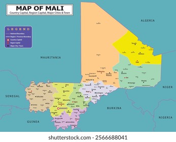 African Countries Geography Political map. Political map of country with capital, province or state capital, major cities and town.