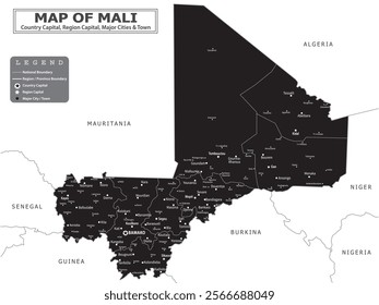 African Countries Geography Political map. Political map of country with capital, province or state capital, major cities and town.