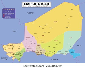 African Countries Geography Political map. Political map of country with capital, province or state capital, major cities and town.