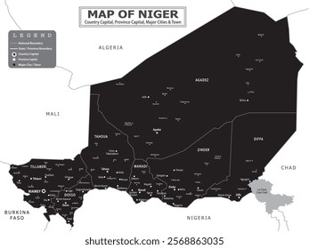 African Countries Geography Political map. Political map of country with capital, province or state capital, major cities and town.