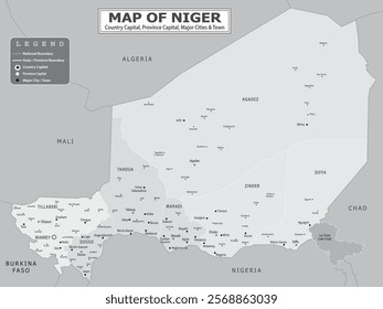 African Countries Geography Political map. Political map of country with capital, province or state capital, major cities and town.