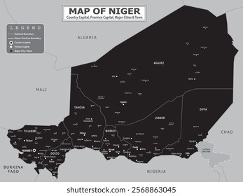 African Countries Geography Political map. Political map of country with capital, province or state capital, major cities and town.