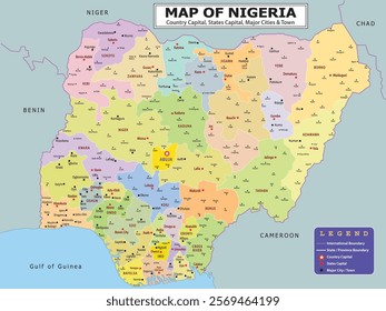 African Countries Geography Political map. Political map of country with capital, province or state capital, major cities and town.