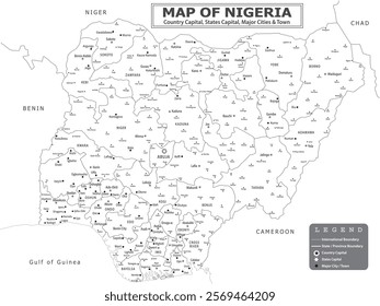 African Countries Geography Political map. Political map of country with capital, province or state capital, major cities and town.