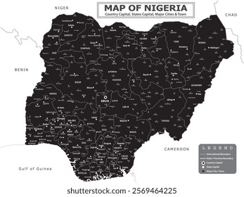 African Countries Geography Political map. Political map of country with capital, province or state capital, major cities and town.