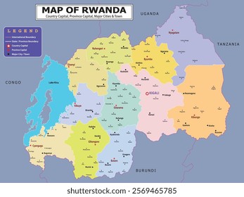 African Countries Geography Political map. Political map of country with capital, province or state capital, major cities and town.