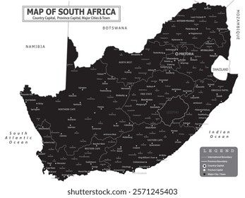 African Countries Geography Political map. Political map of country with capital, province or state capital, major cities and town.