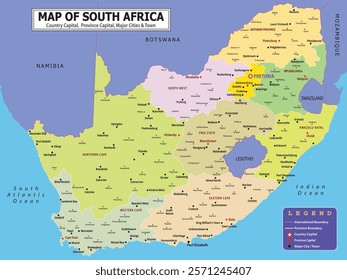 African Countries Geography Political map. Political map of country with capital, province or state capital, major cities and town.