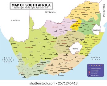 African Countries Geography Political map. Political map of country with capital, province or state capital, major cities and town.