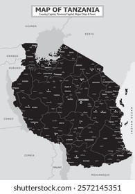 African Countries Geography Political map. Political map of country with capital, province or state capital, major cities and town.