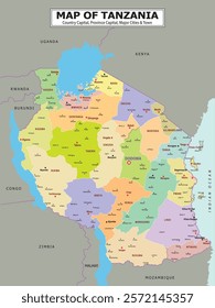 African Countries Geography Political map. Political map of country with capital, province or state capital, major cities and town.