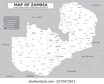 African Countries Geography Political map. Uganda Political map of country with capital, province or state capital, major cities and town.