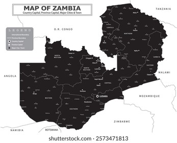 African Countries Geography Political map. Uganda Political map of country with capital, province or state capital, major cities and town.