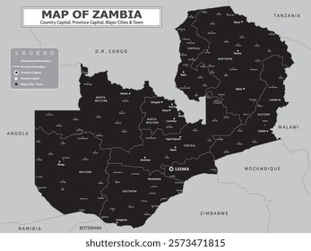 African Countries Geography Political map. Uganda Political map of country with capital, province or state capital, major cities and town.