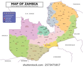 African Countries Geography Political map. Uganda Political map of country with capital, province or state capital, major cities and town.